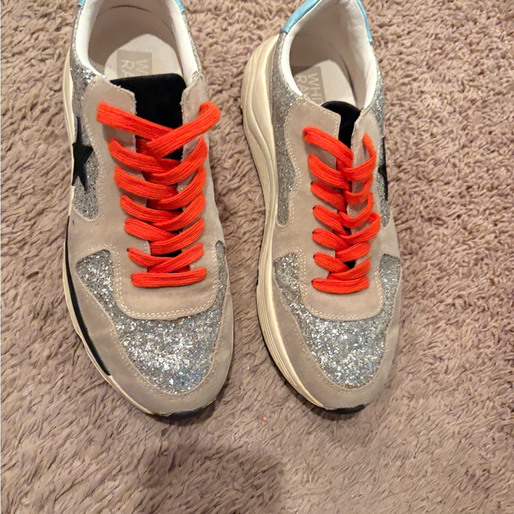 Stylish Silver and Black Women's Sneakers